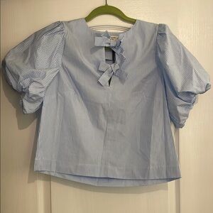 Kate Spade by Target Blue Striped Women's Top with Bow Detail